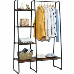 Tangkula Garment Rack with Shelves, Clothes Rack with 5 Shelves & Hanging Bar