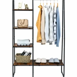 Tangkula Garment Rack with Shelves, Clothes Rack with 5 Shelves & Hanging Bar