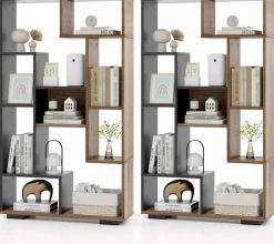 Tangkula Geometric Bookshelf, 47 Inch Tall Bookcase with Multiple Open Shelves