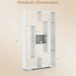 Tangkula Geometric Bookshelf, 47 Inch Tall Bookcase with Multiple Open Shelves