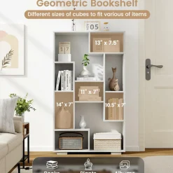 Tangkula Geometric Bookshelf, 47 Inch Tall Bookcase with Multiple Open Shelves