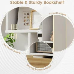 Tangkula Geometric Bookshelf, 47 Inch Tall Bookcase with Multiple Open Shelves
