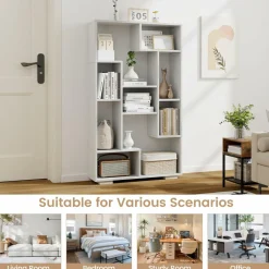 Tangkula Geometric Bookshelf, 47 Inch Tall Bookcase with Multiple Open Shelves