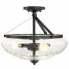 Tangkula Glass Ceiling Light Fixture, Seeded Glass Shade, Semi Flush Mount Ceiling Light w/ Bubble Glass Lampshade
