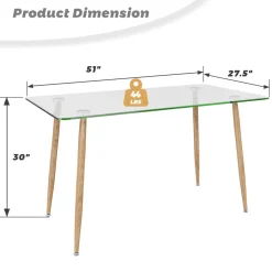 Tangkula Glass Dining Table, Modern Rectangular Table