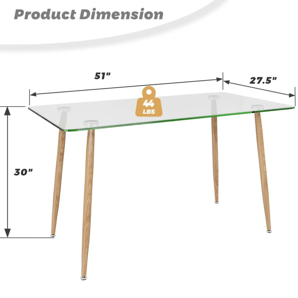 Tangkula Glass Dining Table, Modern Rectangular Table
