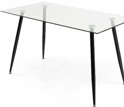Tangkula Glass Dining Table, Modern Rectangular Table