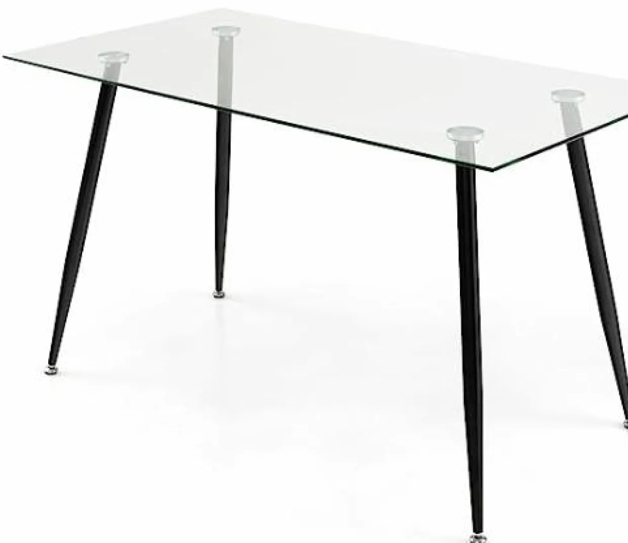 Tangkula Glass Dining Table, Modern Rectangular Table