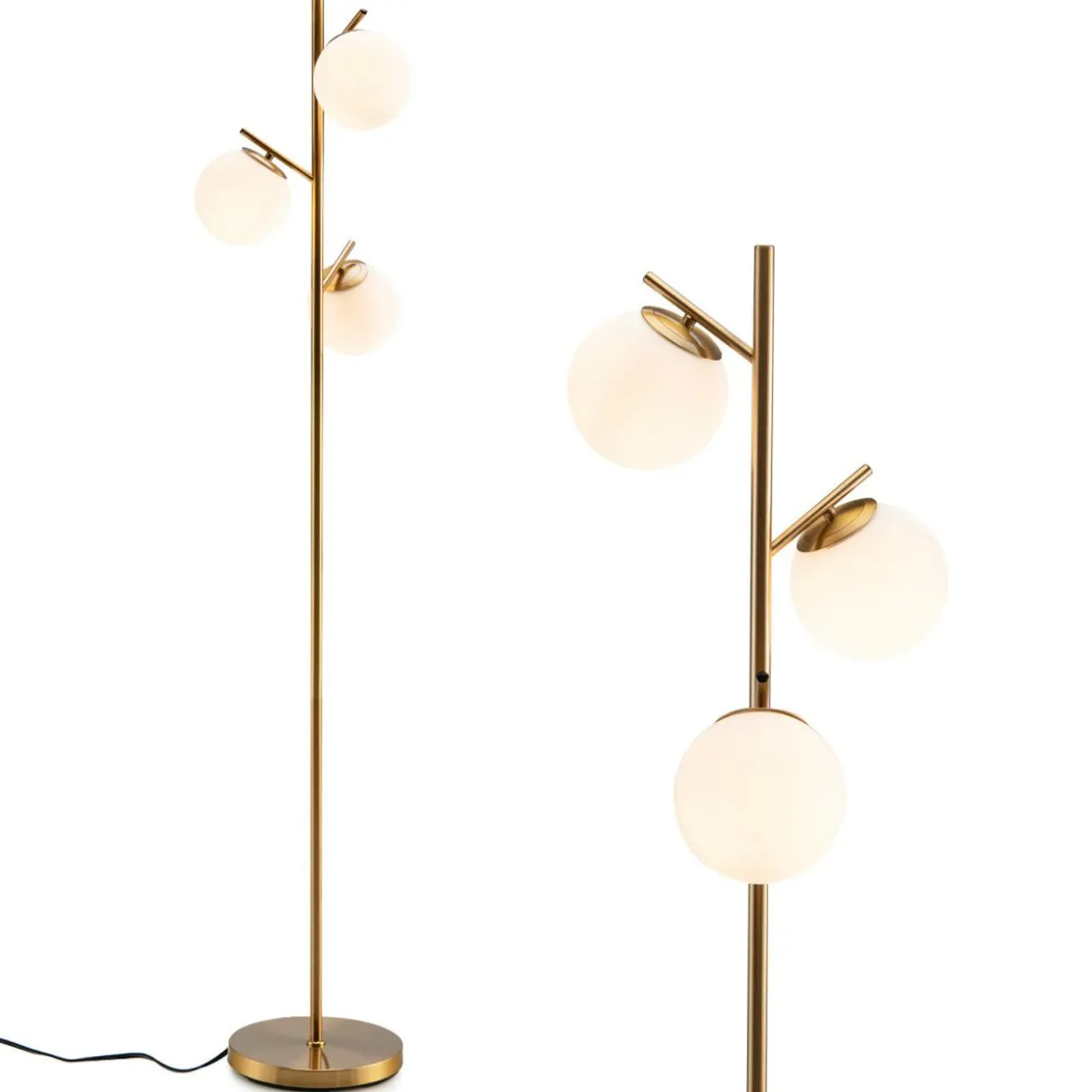 Tangkula 3-Globe Floor Lamp, Modern Freestanding Lamp