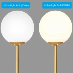 Tangkula Globe Floor Lamp, Mid Century Modern Standing Lamp with Acrylic Lampshade (Gold)