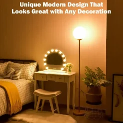 Tangkula Globe Floor Lamp, Mid Century Modern Standing Lamp with Acrylic Lampshade (Gold)