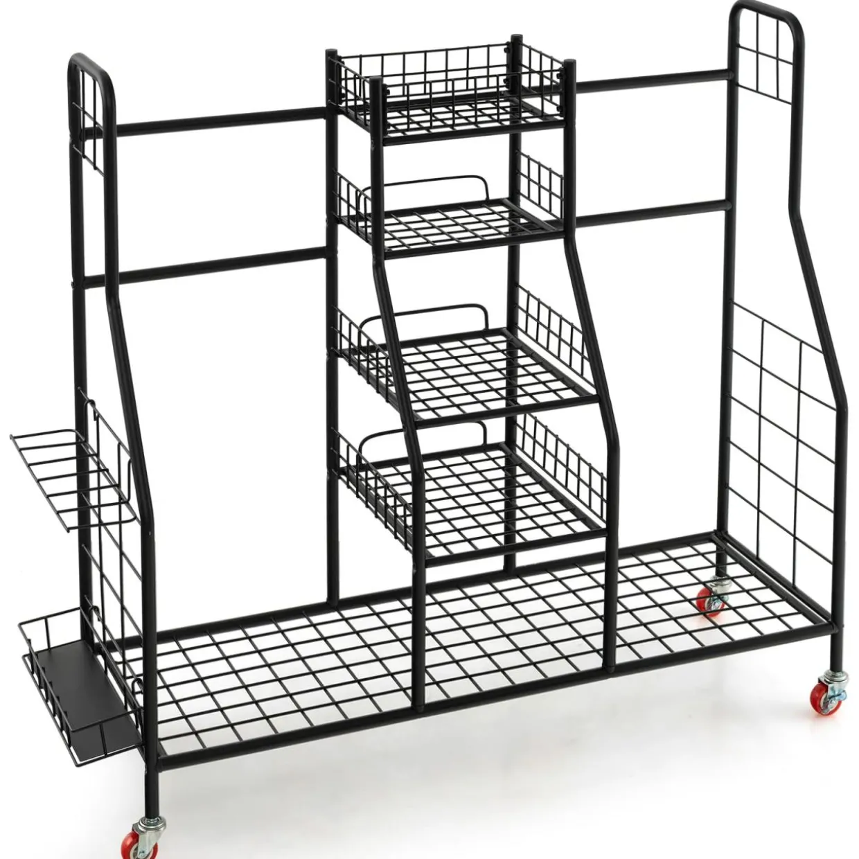 Tangkula Golf Bag Storage Rack for Garage, Heavy Duty Metal Double Golf Bag Storage Rack with Removable Golf Club Stand