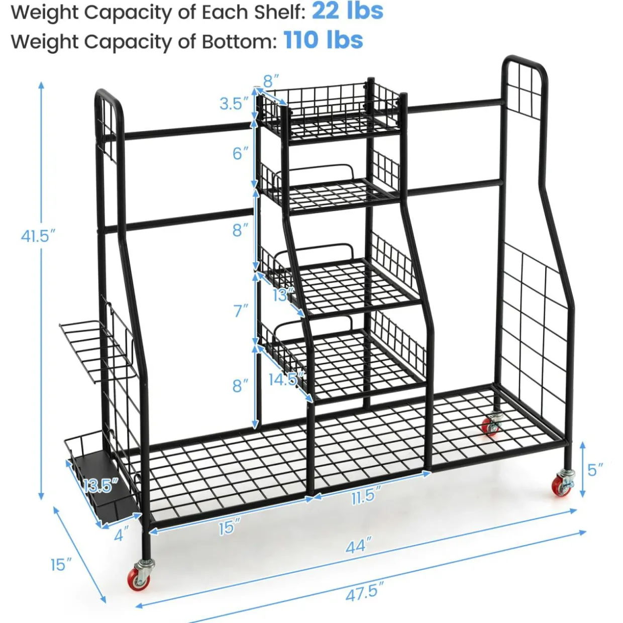 Tangkula Golf Bag Storage Rack for Garage, Heavy Duty Metal Double Golf Bag Storage Rack with Removable Golf Club Stand