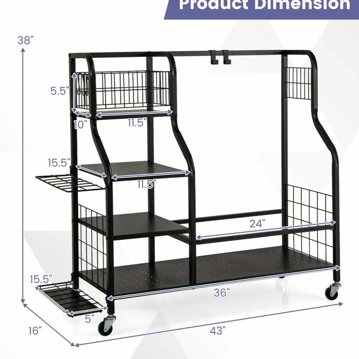 Tangkula Golf Bag Storage Rack for Garage, Golf Bags Stand with 3-Tire Storage Rack, Top Golf Basket