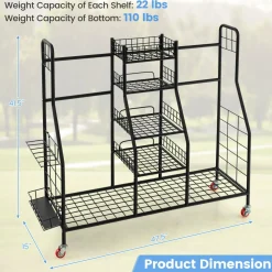 Tangkula Golf Bag Storage Rack for Garage, Heavy Duty Metal Double Golf Bag Storage Rack with Removable Golf Club Stand