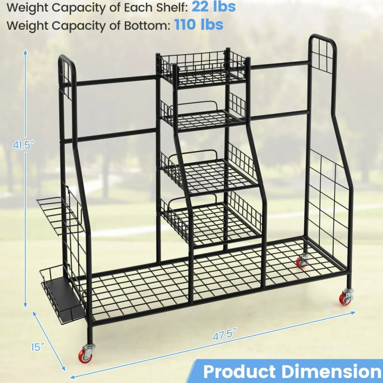 Tangkula Golf Bag Storage Rack for Garage, Heavy Duty Metal Double Golf Bag Storage Rack with Removable Golf Club Stand