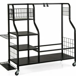 Tangkula Golf Bag Storage Rack for Garage, Golf Bags Stand with 3-Tire Storage Rack, Top Golf Basket