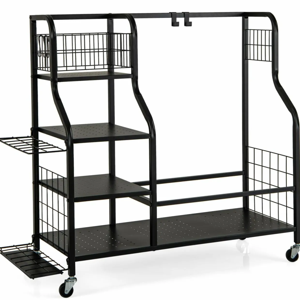 Tangkula Golf Bag Storage Rack for Garage, Golf Bags Stand with 3-Tire Storage Rack, Top Golf Basket