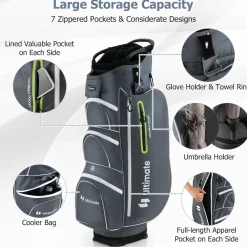 Tangkula Golf Cart Bag with 15 Way Top Dividers, Portable Golf Carry Bag for Men & Women