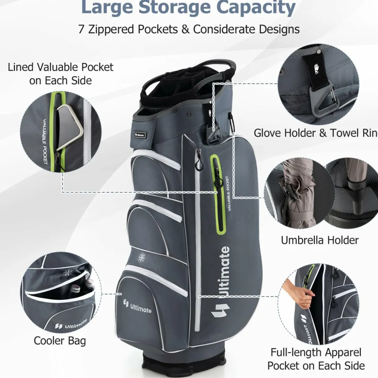 Tangkula Golf Cart Bag with 15 Way Top Dividers, Portable Golf Carry Bag for Men & Women