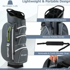 Tangkula Golf Cart Bag with 15 Way Top Dividers, Portable Golf Carry Bag for Men & Women