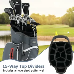 Tangkula Golf Cart Bag with 15 Way Top Dividers, Portable Golf Carry Bag for Men & Women