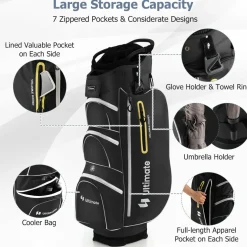 Tangkula Golf Cart Bag with 15 Way Top Dividers, Portable Golf Carry Bag for Men & Women