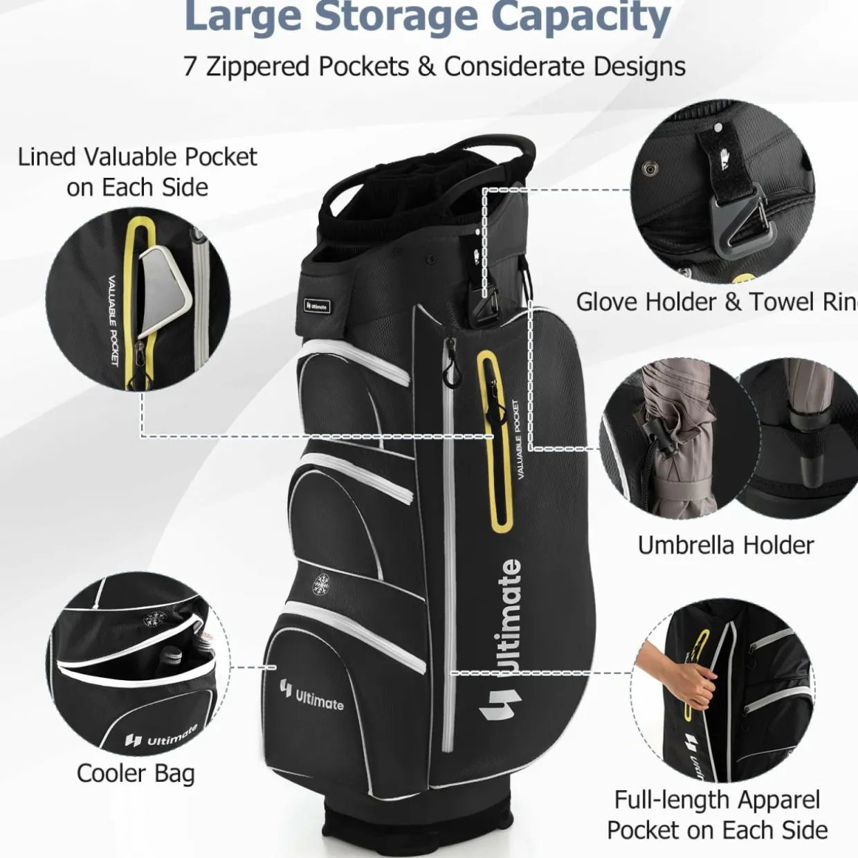 Tangkula Golf Cart Bag with 15 Way Top Dividers, Portable Golf Carry Bag for Men & Women