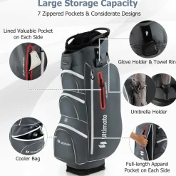 Tangkula Golf Cart Bag with 15 Way Top Dividers, Portable Golf Carry Bag for Men & Women