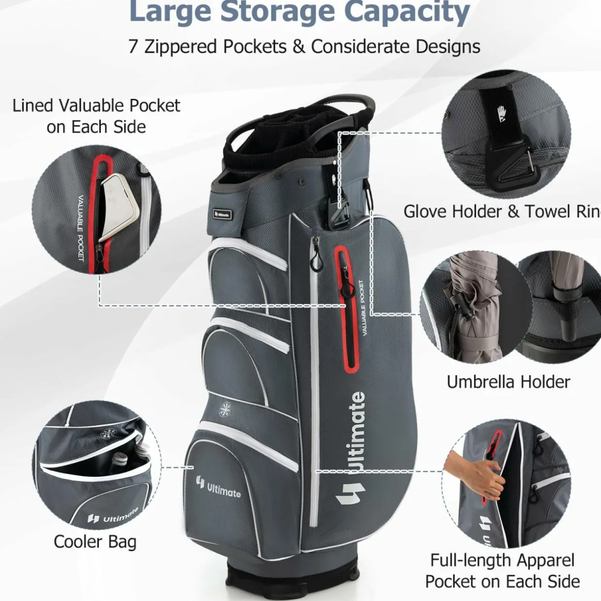 Tangkula Golf Cart Bag with 15 Way Top Dividers, Portable Golf Carry Bag for Men & Women
