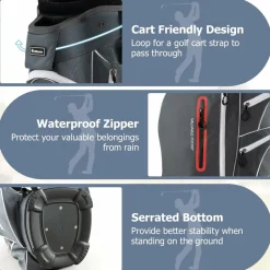 Tangkula Golf Cart Bag with 15 Way Top Dividers, Portable Golf Carry Bag for Men & Women