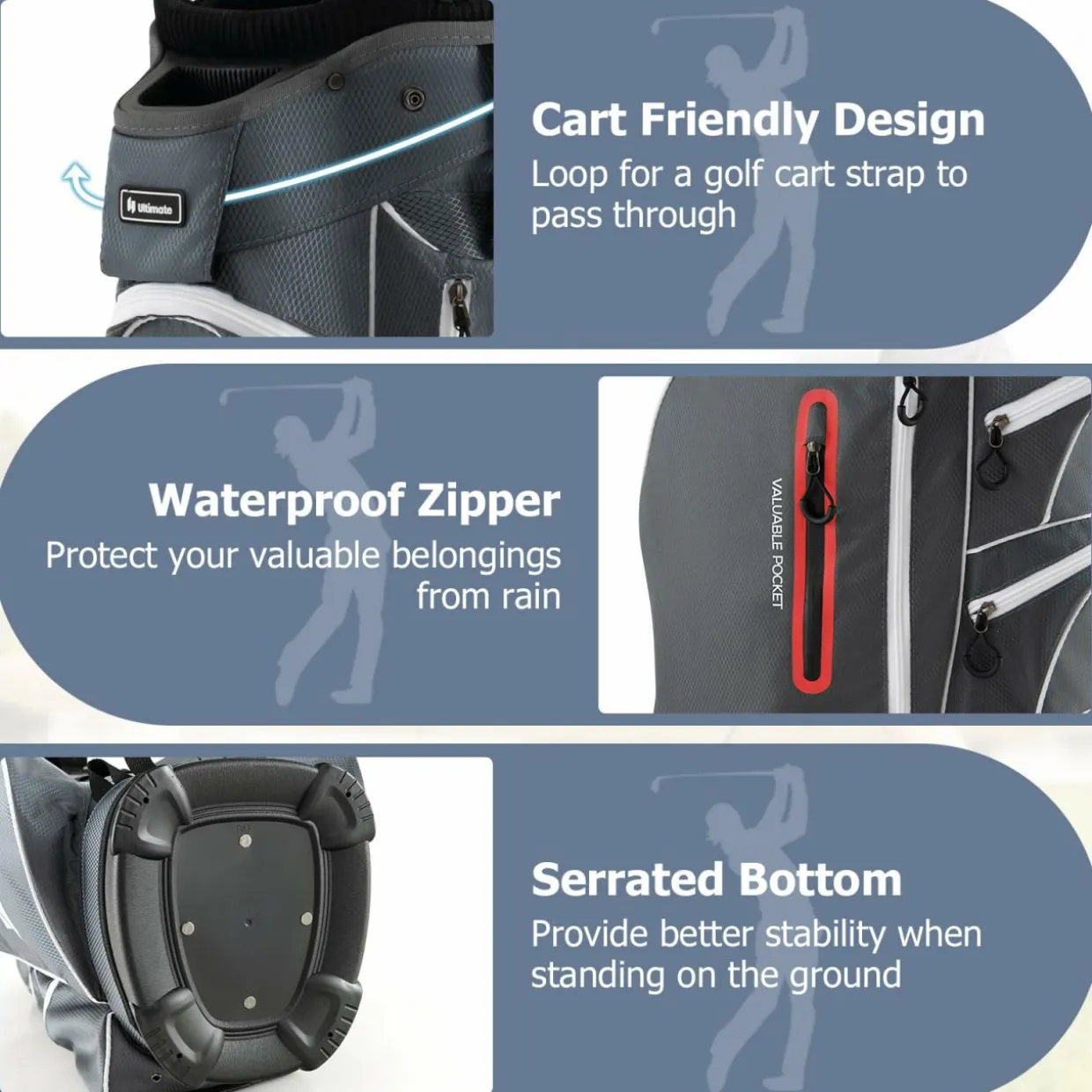 Tangkula Golf Cart Bag with 15 Way Top Dividers, Portable Golf Carry Bag for Men & Women