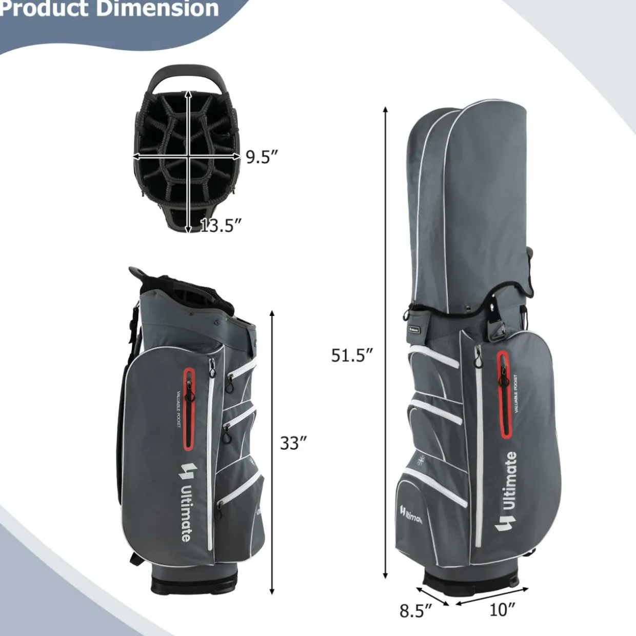 Tangkula Golf Cart Bag with 15 Way Top Dividers, Portable Golf Carry Bag for Men & Women