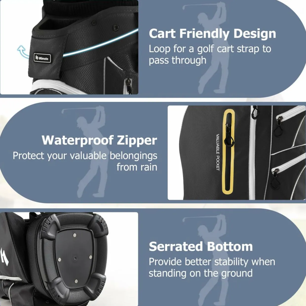 Tangkula Golf Cart Bag with 15 Way Top Dividers, Portable Golf Carry Bag for Men & Women