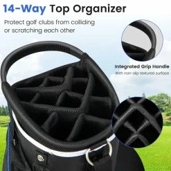 Tangkula Golf Cart Bag with 14 Way Top Dividers, Lightweight Golf Club Cart Bag with 9 Pockets