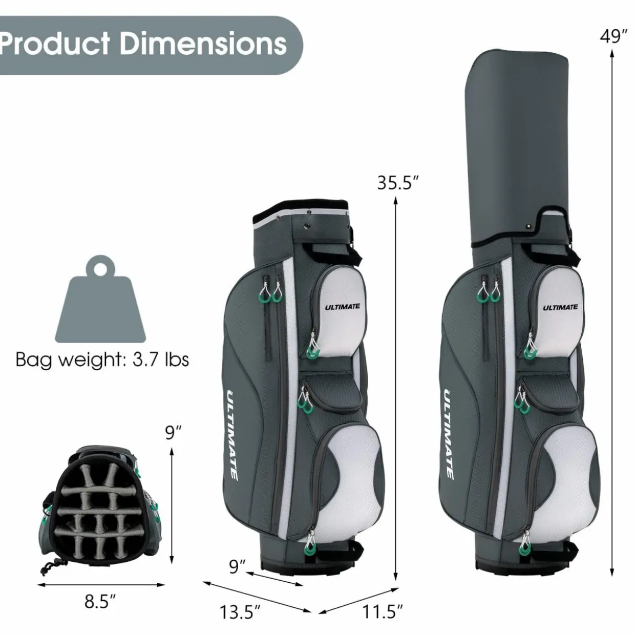 Tangkula Golf Cart Bag with 14 Dividers, Lightweight Golf Cart Bag