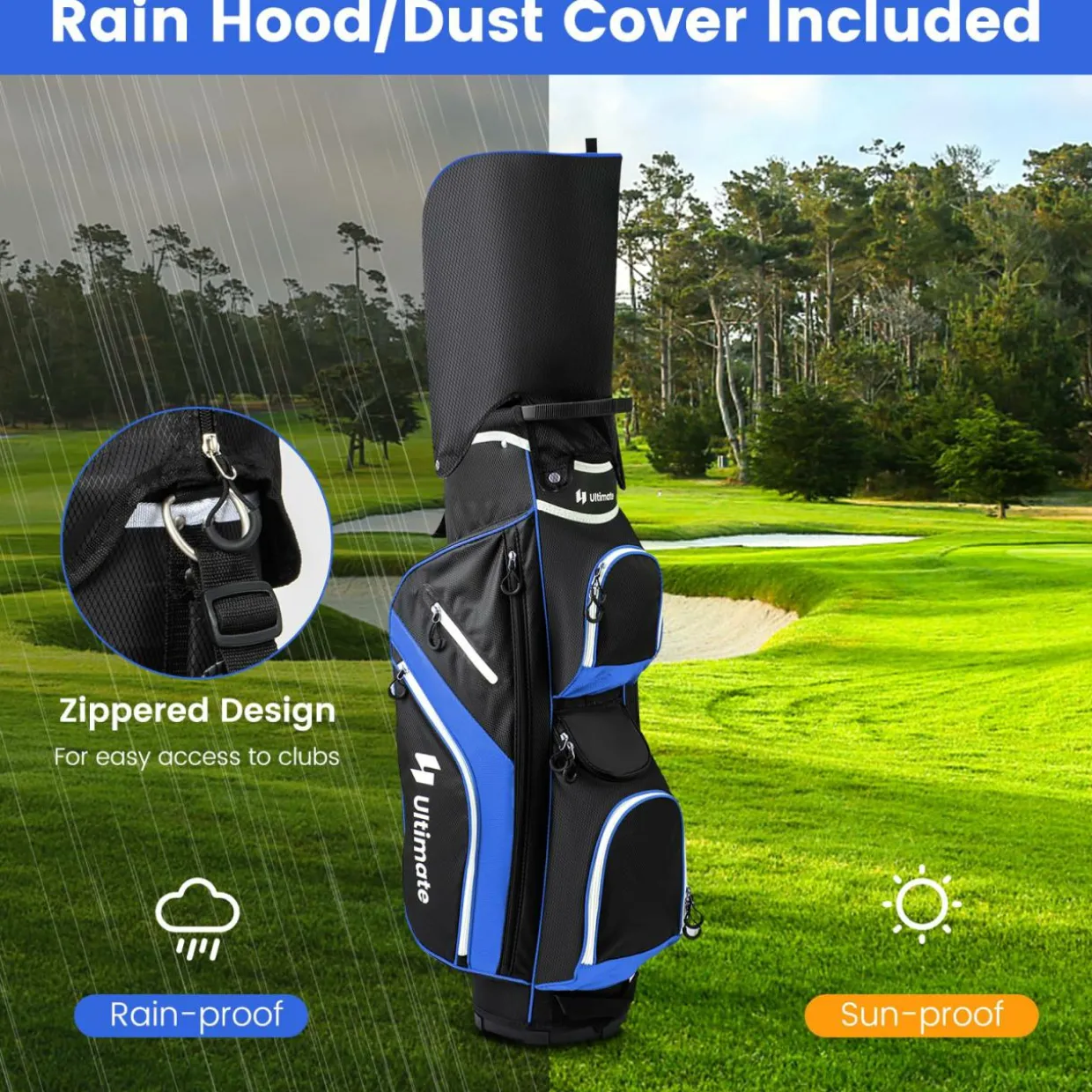 Tangkula Golf Cart Bag with 14 Way Top Dividers, Lightweight Golf Club Cart Bag with 9 Pockets