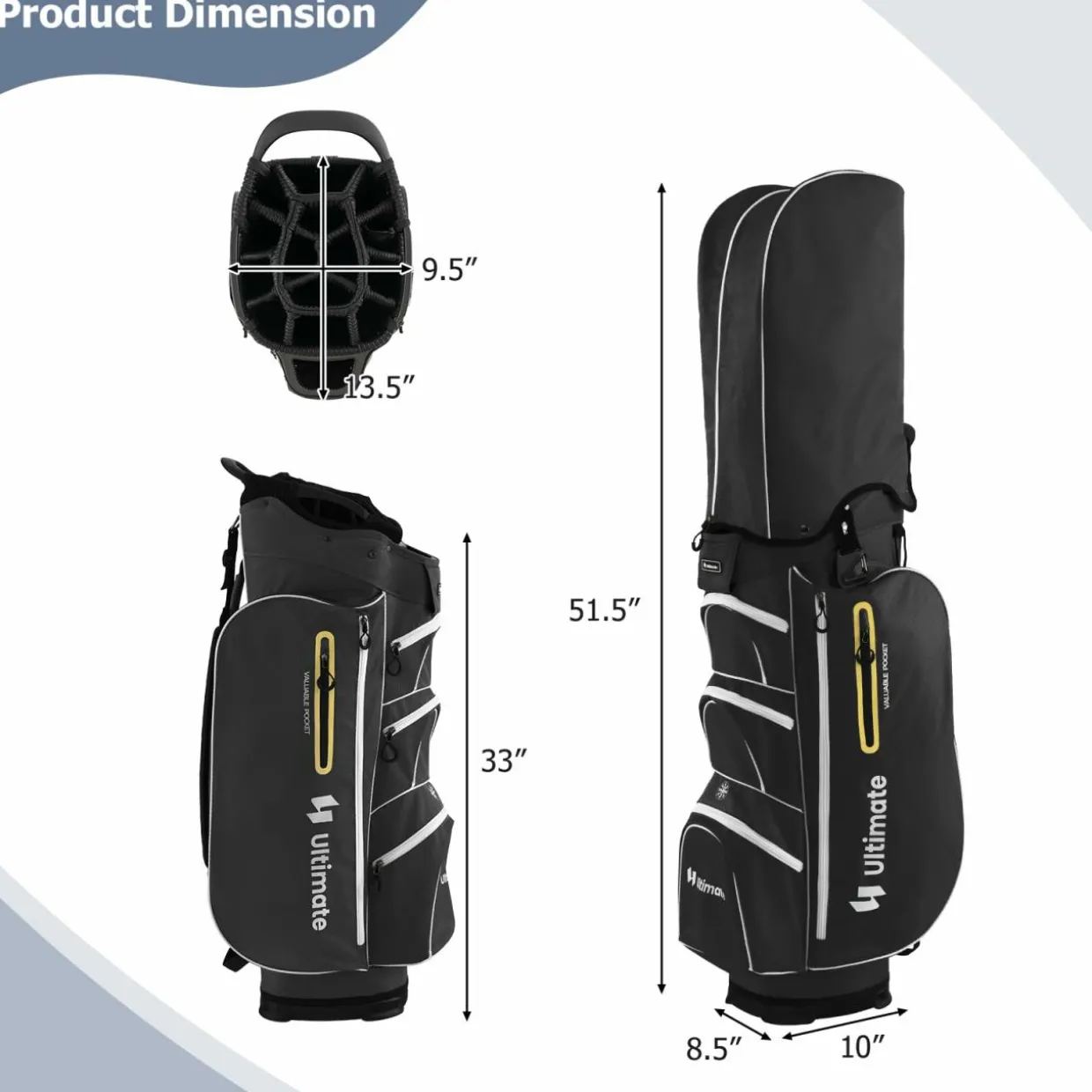 Tangkula Golf Cart Bag with 15 Way Top Dividers, Portable Golf Carry Bag for Men & Women