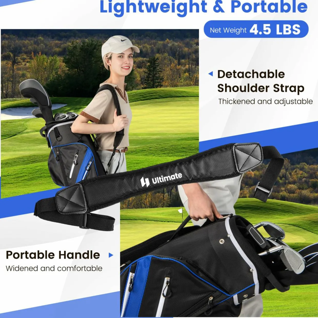 Tangkula Golf Cart Bag with 14 Way Top Dividers, Lightweight Golf Club Cart Bag with 9 Pockets