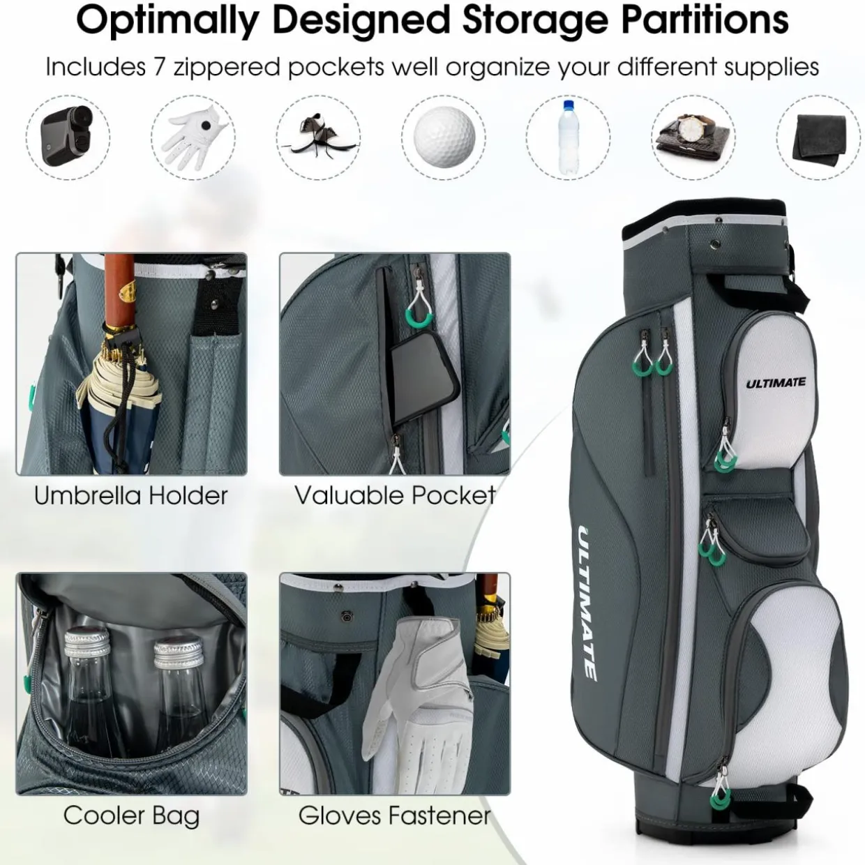 Tangkula Golf Cart Bag with 14 Dividers, Lightweight Golf Cart Bag