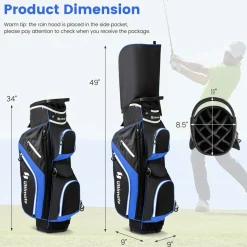 Tangkula Golf Cart Bag with 14 Way Top Dividers, Lightweight Golf Club Cart Bag with 9 Pockets