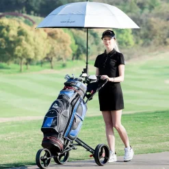 Tangkula Golf Push Cart, Lightweight Aluminum Collapsible Golf Pull Cart, 3 Wheels Push & Pull Golf Cart Trolley with Foot Brake