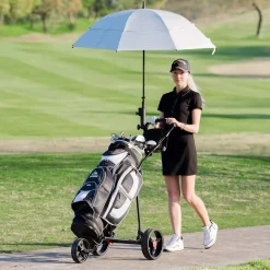 Tangkula Golf Push Cart, Lightweight Collapsible Golf Pull Cart, 3 Wheels Golf Trolley with Foot Brake Umbrella Holder & Cup Holder