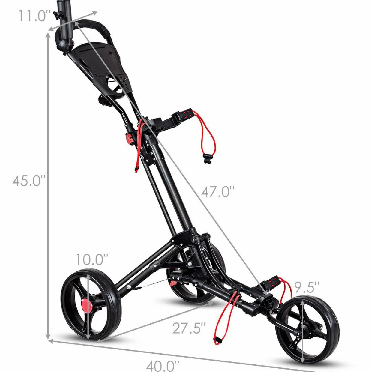 Tangkula Golf Push Cart, Lightweight Aluminum Collapsible Golf Pull Cart, 3 Wheels Push & Pull Golf Cart Trolley with Foot Brake