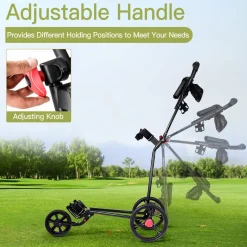 Tangkula Golf Push Cart, Lightweight Collapsible Golf Pull Cart, 3 Wheels Golf Trolley with Foot Brake Umbrella Holder & Cup Holder
