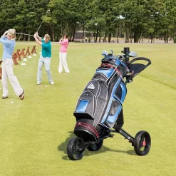 Tangkula Golf Push Cart, Lightweight Aluminum Collapsible Golf Pull Cart, 3 Wheels Push & Pull Golf Cart Trolley with Foot Brake