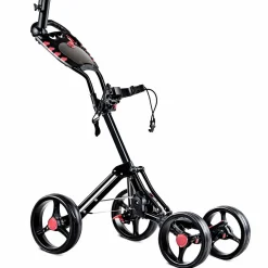 Tangkula Golf Push Pull Cart, 4 Wheels Foldable Collapsible Golf Trolley with Umbrella Holder, Foot Brake, Scorecard & Drink Holder
