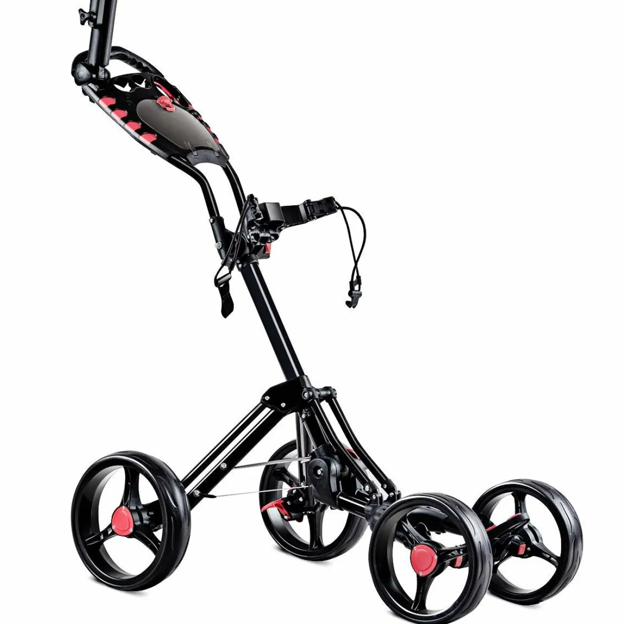 Tangkula Golf Push Pull Cart, 4 Wheels Foldable Collapsible Golf Trolley with Umbrella Holder, Foot Brake, Scorecard & Drink Holder