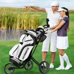 Tangkula Golf Push Pull Cart, Lightweight Aluminum Collapsible 3 Wheels Golf Push Cart