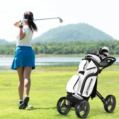Tangkula Golf Push Pull Cart, Lightweight Aluminum Collapsible Golf Push Cart with 4 Wheels